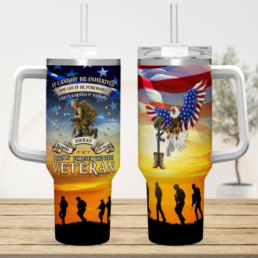 Gingerglowgifts Veteran Tumbler 40oz Earned With Blood Sweat and Tears Forever the Title Veteran Tumbler MLN2957TTH