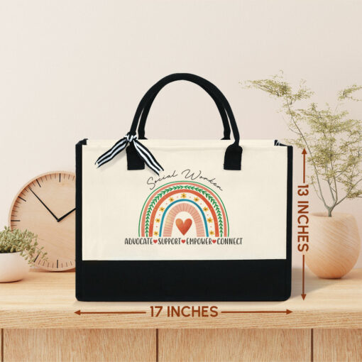 Gingerglowgifts Personalized Social Worker, Advocate, Support, Empower, Connect, Social Worker Gift, Social Work Tote Bag MLN2228PTL