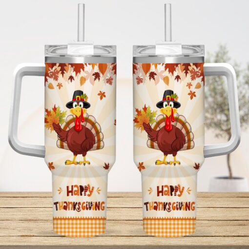 Gingerglowgifts Happy Thanksgiving Turkey Fall Tumbler 40oz TQN2867TTH