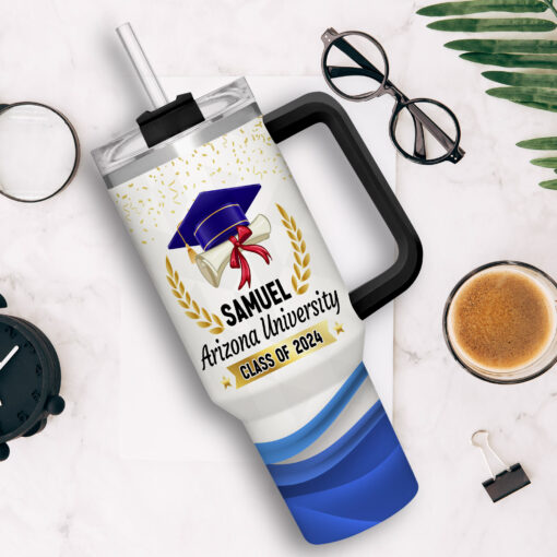 Gingerglowgifts Personalized Graduation Gift For Son Custom Name And School Class Of 2024 Tumbler 40oz TQN2868NTH