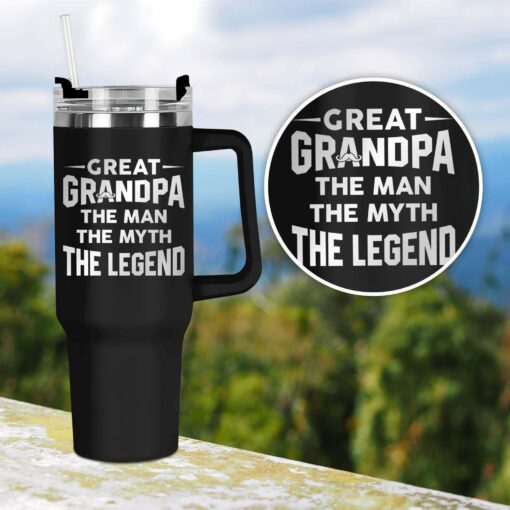 Gingerglowgifts Great Grandpa The Man The Myth The Legend Engraved Tumbler 40oz, Gift For Grandpa, Father's Day Gift MLN2864TNB