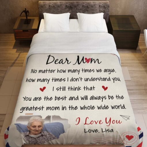 Gingerglowgifts Personalized Gift For Mom, Mothers Day Gift, Dear Mom Fleece Blanket TPT1720TTH