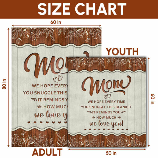 Gingerglowgifts Mom We Hope Everytime You Snuggle This Blanket We Love You Fleece Blanket, Gifts For Mom MLN2936PS