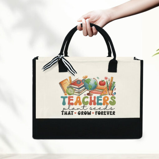 Gingerglowgifts Teacher Plant Seed That Grow Forever, Teacher Gift, Teacher Tote Bag TPT1745LTH