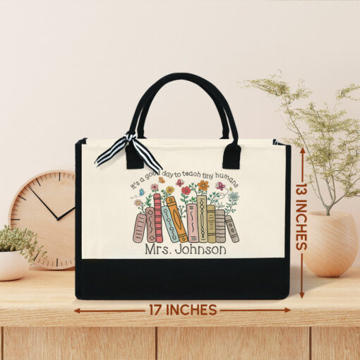 Gingerglowgifts Personalized Appreciation Teacher Gift, It Is A Good Day To Teach, Wildflowers Book Tote Bag MLN2072TDH