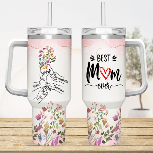 Gingerglowgifts Personalized Gifts For Mom, Holding Mom's Hand With Kids Names Tumbler 40oz TPT1794NTH