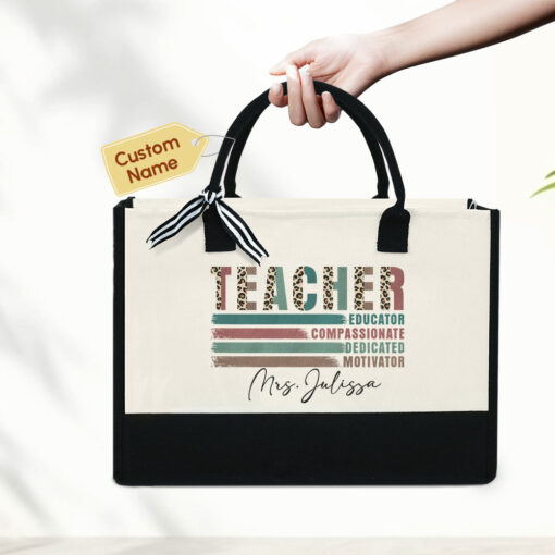 Gingerglowgifts Personalized Gift for Teacher's Day, Teacher Tote Bag TPT1753LTH