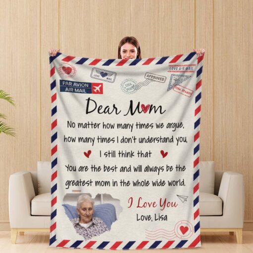 Gingerglowgifts Personalized Gift For Mom, Mothers Day Gift, Dear Mom Fleece Blanket TPT1720TTH