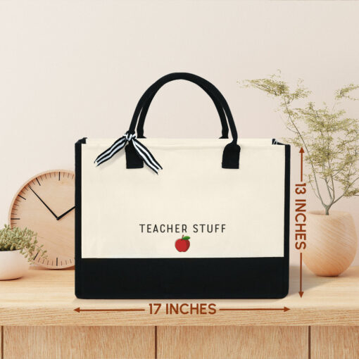 Gingerglowgifts Personalized Teacher Back To School Gifts, Teacher Stuff Tote Bag TQN1495LTH