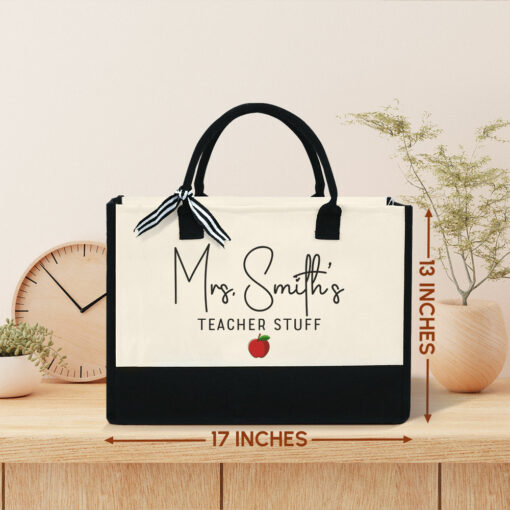 Gingerglowgifts Personalized Teacher Back To School Gifts, Teacher Stuff Tote Bag TQN1495LTH