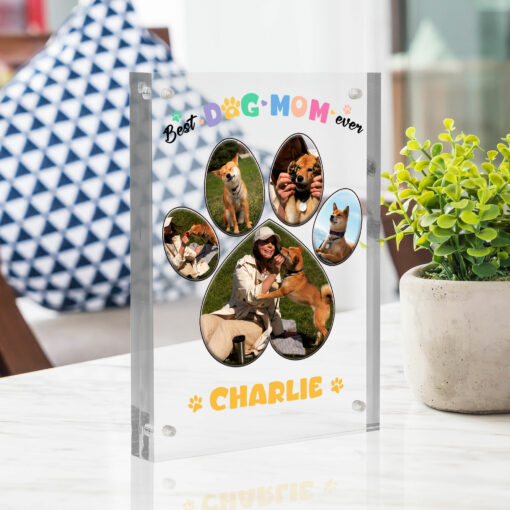 Gingerglowgifts Personalized Gift For Mom, Best Dog Mom Ever Acrylic Magnetic Frame TPT1739PS