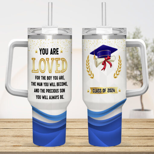 Gingerglowgifts Personalized Graduation Gift For Son Custom Name And School Class Of 2024 Tumbler 40oz TQN2868NTH