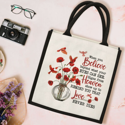 Gingerglowgifts Cardinal Love Never Dies Tote Bag MLN2971TNB