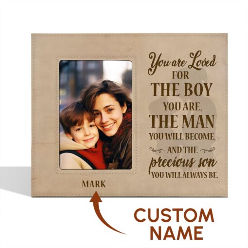 Gingerglowgifts Personalized Gifts For Son, You Are Loved Leather Photo Frame TPT1741TTH