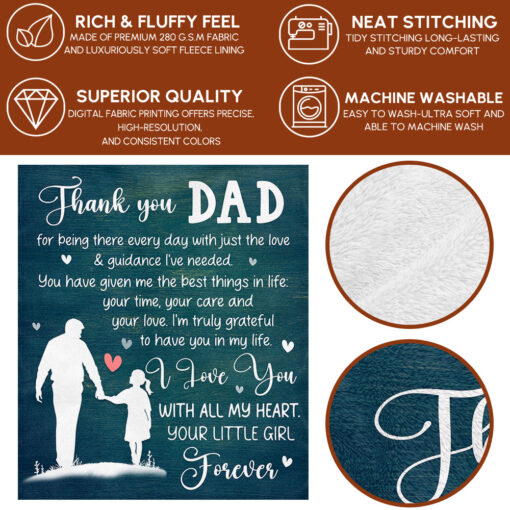 Gingerglowgifts Thank you Dad, Gift For Father's Day Fleece Blanket TPT1717NTH