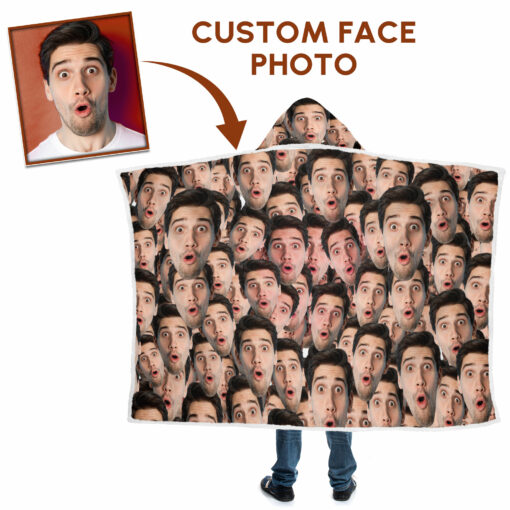 Gingerglowgifts Funny Custom Face Photo Hooded Blanket