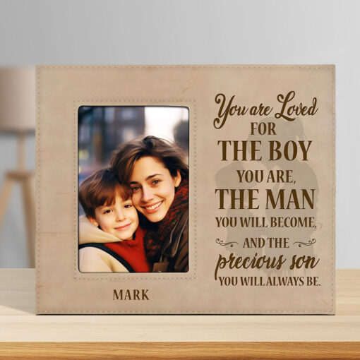 Gingerglowgifts Personalized Gifts For Son, You Are Loved Leather Photo Frame TPT1741TTH