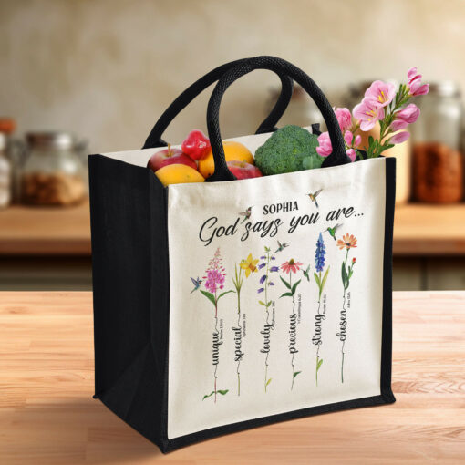 Gingerglowgifts Personalized God Says You Are, Bible Hummingbirds Tote Bag TPT1812TNB