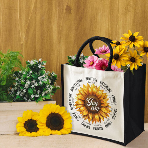 Gingerglowgifts Christian Gifts for Women God Says You Are Sunflower Tote Bag TQN2977TNB