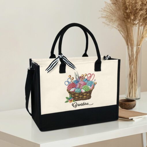 Gingerglowgifts Personalized Knitting Tote Bag, Knitting Gifts for Grandma, Knitting Tote Bag MLN2180TTH