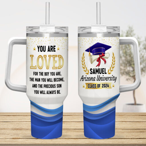 Gingerglowgifts Personalized Graduation Gift For Son Custom Name And School Class Of 2024 Tumbler 40oz TQN2868NTH