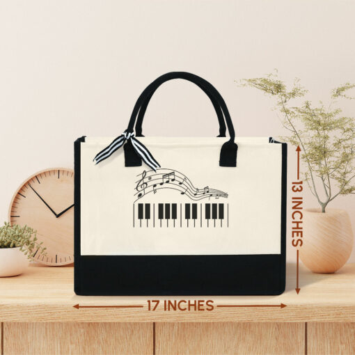 Gingerglowgifts Personalized Music Teacher, Music Lover Gift, Piano Tote Bag MLN2118TDH