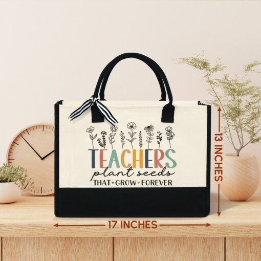 Gingerglowgifts Teachers Day Gifts, Teachers Plant Seeds That Grow Forever Tote Bag TPT1517TNB