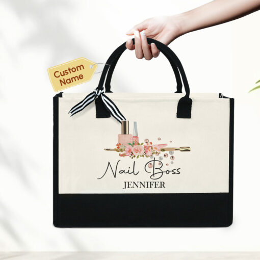 Gingerglowgifts Personalized Nail Artist Gifts, Nail Boss Tote Bag TQN2170PTL