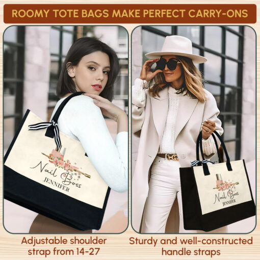 Gingerglowgifts Personalized Nail Artist Gifts, Nail Boss Tote Bag TQN2170PTL