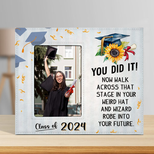 Gingerglowgifts Graduation for Daughter, Son, Class of 2024, You Did It Leather Photo Frame TPT1729NTH