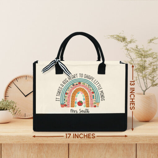 Gingerglowgifts Personalized Teacher Gift, It's Take a Big Heart, Teacher Tote Bag MLN1370TTH