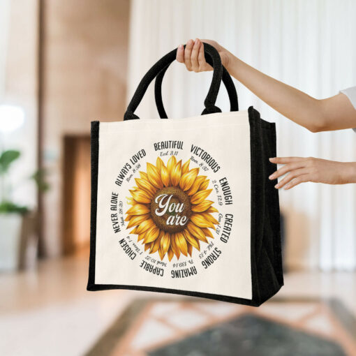 Gingerglowgifts Christian Gifts for Women God Says You Are Sunflower Tote Bag TQN2977TNB