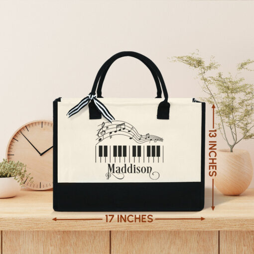 Gingerglowgifts Personalized Music Teacher, Music Lover Gift, Piano Tote Bag MLN2118TDH