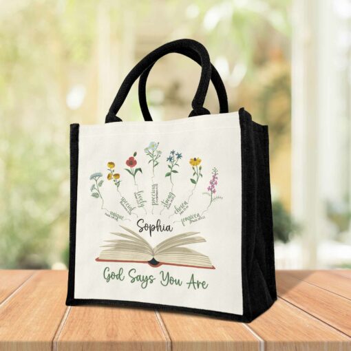 Gingerglowgifts Personalized God Says You Are Bible Tote Bag TPT1815DNV