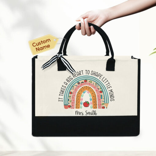 Gingerglowgifts Personalized Teacher Gift, It's Take a Big Heart, Teacher Tote Bag MLN1370TTH