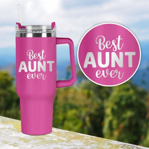 Gingerglowgifts Best Aunt Ever Engraved Tumbler 40oz, Gift For Aunt, Auntie Tumbler Gifts MLN1205TNB