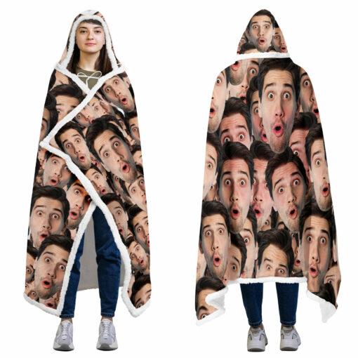 Gingerglowgifts Funny Custom Face Photo Hooded Blanket