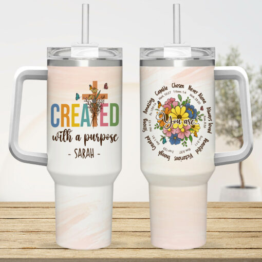 Gingerglowgifts Personalized Created With a Purpose, Bible Verse Tumbler 40oz HTT01NTH