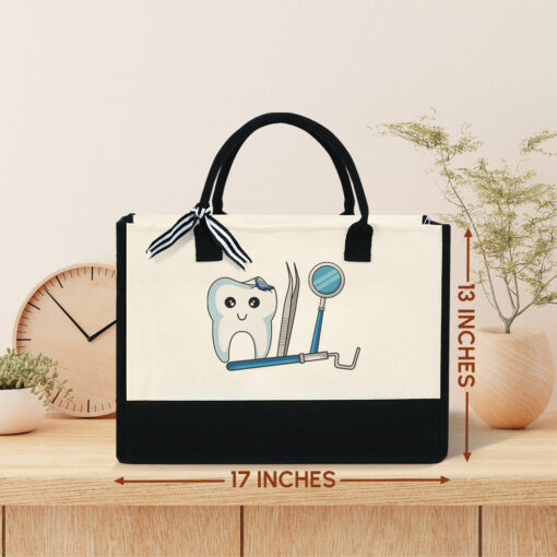 Gingerglowgifts Personalized Dental Office Accessories, Gift for Dentist, Dental Tote Bag MLN2134TNB