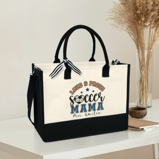 Gingerglowgifts Personalized Loud And Proud Soccer Mama, Mom Tote Bag TPT1721LTH