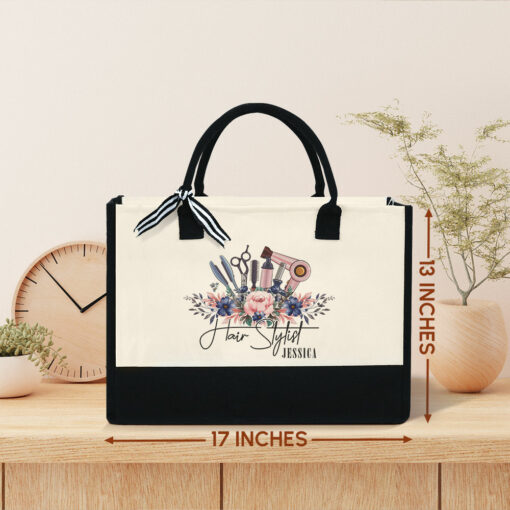 Gingerglowgifts Personalized Hairdresser Gift, Hair Stylist Tote Bag TQN1762LTH