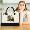 Gingerglowgifts Personalized Black Cat With Flowers Tote Bag TQN2227TNB