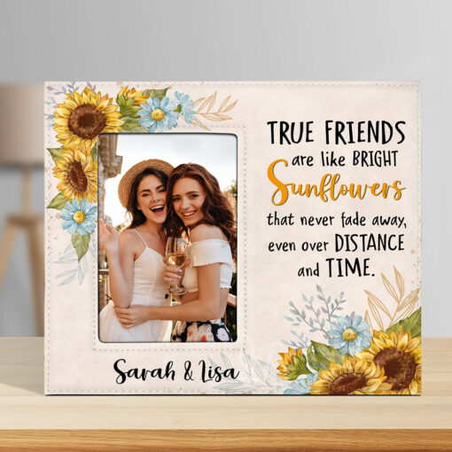 Gingerglowgifts Personalized Gifts For Friend, Sunflower Leather Photo Frame TPT1744NTH