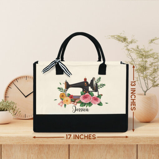 Gingerglowgifts Personalized Sewing Machine For Grandma, Mother's Day, Her Birthday, Sewing Machine Tote Bag MLN2131TNB