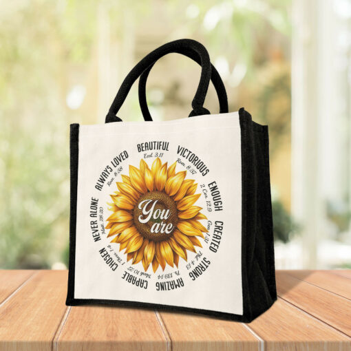 Gingerglowgifts Christian Gifts for Women God Says You Are Sunflower Tote Bag TQN2977TNB