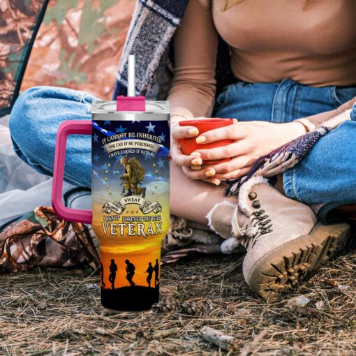 Gingerglowgifts Veteran Tumbler 40oz Earned With Blood Sweat and Tears Forever the Title Veteran Tumbler MLN2957TTH