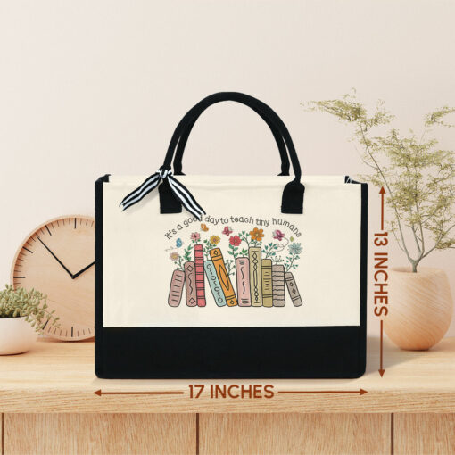 Gingerglowgifts Personalized Appreciation Teacher Gift, It Is A Good Day To Teach, Wildflowers Book Tote Bag MLN2072TDH