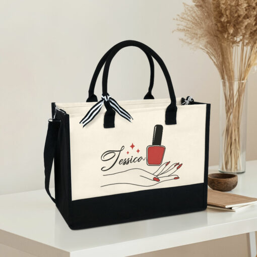 Gingerglowgifts Personalized Nail Artist Gifts, Gift For Nail Tech, Nail Salon Tote Bag TQN1999TDH