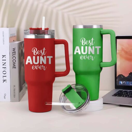 Gingerglowgifts Best Aunt Ever Engraved Tumbler 40oz, Gift For Aunt, Auntie Tumbler Gifts MLN1205TNB