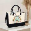 Gingerglowgifts Personalized Teacher Rainbow, It Takes A Big Heart To Shape Little Minds, Teacher Tote Bag TPT1659NTH